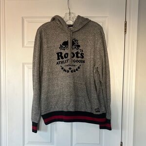 Roots Heather Gray Hoodie with Black and Red Details